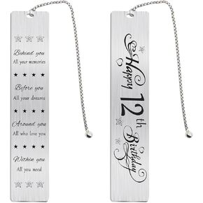JZXWAN Happy 12th Homts Formit For Teen Girls Boys ، Sweet 12 alled Birthding Bookmark Gift for Women Men ، 12 Yr Bday Book Mark for Teenager ، 2013 Bd Preson