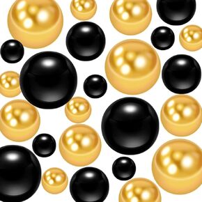 310Pcs Vase Filler Black Gold No Hole Faux Beads for Vase Filling Decorations, Candle Centerpieces, Wedding Centerpieces, Home Party Decor (8/14/20mm)