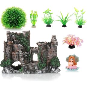 3-Pack Mermaid Fish Tank Decorations Ornament Miniature Mermaid Figurines with Simulated Seaweed Fish Playmate for Fish Tank(Green)