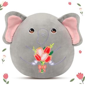 Easfan Elephant Plush Pillow Soft Grey Plush Toy Stuffed Animal Home Room Decoration Mother's Day Birthday Gifts for Women,Mom