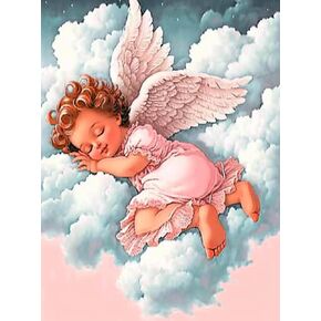 MaiYiYi Angel Baby Stitch Diamond Painting, 5D Full Round Drill Baby Diamond Painting, Angel Wings Diamond Art Cross Stitch Kit for Adult Beginners Home Wall Art Decor (30X40 CM)