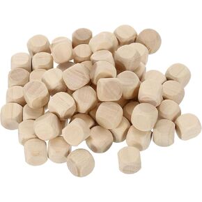 uxcell 100 Pcs Blank Wooden Dice, 12mm/0.47inch Unfinished Wooden Cube Rounded Corners Square Block for DIY Craft Projects