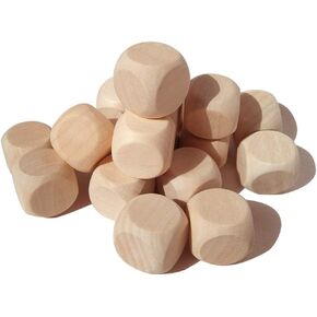 100 pcs فارغ نرد خشبي غير مكتمل كتل مربعة 6 جوانب مكعبات الخشب مع زوايا مستديرة لمشاريع الحرف DIY (12 مم)