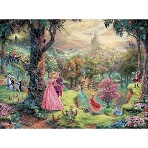 ألعاب Buffalo - Silver Select - TK Disney - Thomas Kinkade: Sleeping Beauty - 1000 قطعة بانوراما للألغام للبالغين - اللغز الذي يثقل بخصوص ليالي اللعبة - الحجم النهائي هو 26.75 × 19.75
