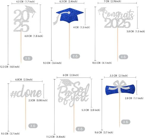 Gexolenu 36 PCS Class of 2025 Topcake Cupcake Toppers ، Gold Glitter Grad Cap Cake. in Kuwait