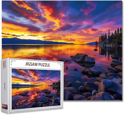 Lake Tahoe Landscape Mligsaw Puzzle 1000 قطعة للألغاز للبالغين ، والألغاز المذهلة لغروب الشمس بانورامزو لألعاب النشاط العائلي الصعبة لديكور الجدار المنزلي - 20 × 27 بوصة in Saudi Arabia