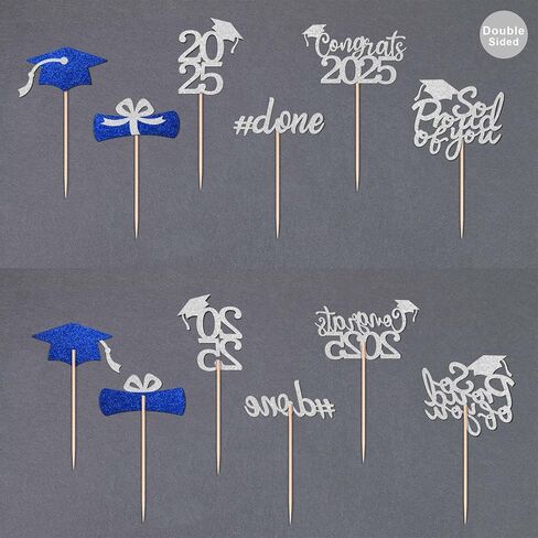 Gexolenu 36 PCS Class of 2025 Topcake Cupcake Toppers ، Gold Glitter Grad Cap Cake. in Kuwait