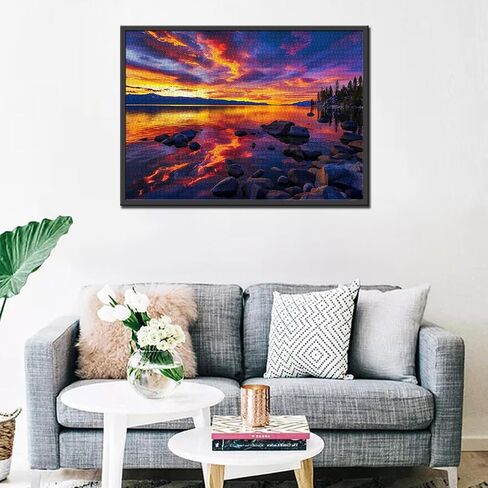 Lake Tahoe Landscape Mligsaw Puzzle 1000 قطعة للألغاز للبالغين ، والألغاز المذهلة لغروب الشمس بانورامزو لألعاب النشاط العائلي الصعبة لديكور الجدار المنزلي - 20 × 27 بوصة in Saudi Arabia
