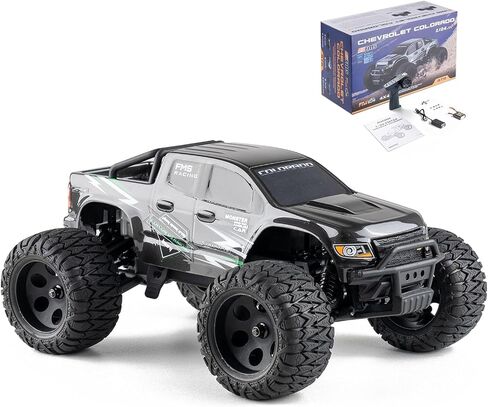 FMS FMT24 1/24 Chevrolet Colorado Brushed RC Truck RTR, 2.4Ghz Basher RC Cars, 4X4 Off-Road Hobby Grade Waterproof 2-Speed Transmission RC Crawler with 370 Motor 900mah Battery for Adults (White) in Saudi Arabia