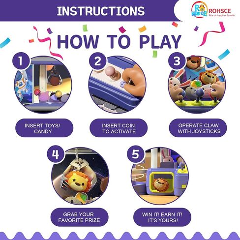 2 في 1 آلة مخلب كبيرة للأطفال مع ألعاب في الداخل ، آلة بيع ألعاب Arcade ، لعبة Mini Claw Game Toy ، هدايا عيد ميلاد عيد الفصح للفتاة والبنين 3+ in Kuwait