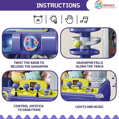 2 في 1 آلة مخلب كبيرة للأطفال مع ألعاب في الداخل ، آلة بيع ألعاب Arcade ، لعبة Mini Claw Game Toy ، هدايا عيد ميلاد عيد الفصح للفتاة والبنين 3+ in Kuwait