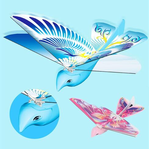 Flying RC Bird Toy 2.4GHz USB Charging LED Bionic Flapping Bird for Indoor Outdoor (Blue) in Kuwait