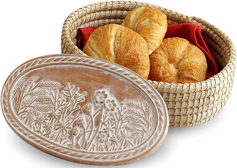 Bread Warmer Basket with Stone - Bread Baskets for Serving Tortilla, Sourdough, House Warming Gifts New Home, Terracotta, Bakers Gift for Kitchen, Bread Maker Women, Men, Birthday, Hostess Farmhouse in Saudi Arabia