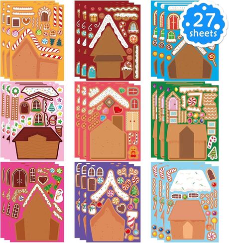 Make Your Own Gingerbread House Stickers - 27 PCS Christmas Crafts for Kids in Kuwait