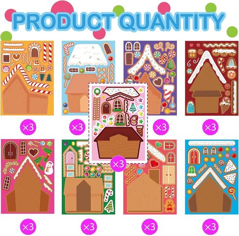 Make Your Own Gingerbread House Stickers - 27 PCS Christmas Crafts for Kids in Kuwait