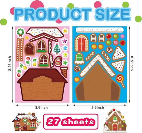 Make Your Own Gingerbread House Stickers - 27 PCS Christmas Crafts for Kids in Kuwait