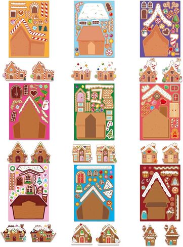 Make Your Own Gingerbread House Stickers - 27 PCS Christmas Crafts for Kids in Kuwait