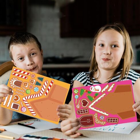 Make Your Own Gingerbread House Stickers - 27 PCS Christmas Crafts for Kids in Kuwait