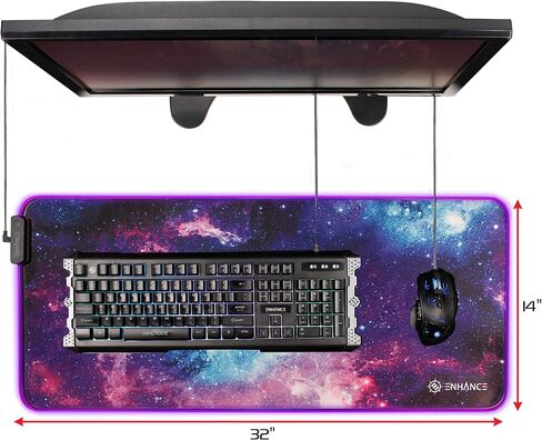 تعزيز وسادة الماوس للألعاب XXL LED - حصيرة مكتب لوحة المفاتيح 2XL مع 7 ألوان RGB ، 3 أوضاع ملونة ، سطح تتبع مقاوم للماء ، قاعدة مطاطية غير قابلة للانزلاق (مجرة) - موسعة موسعة - 32 × 14 بوصة in Saudi Arabia