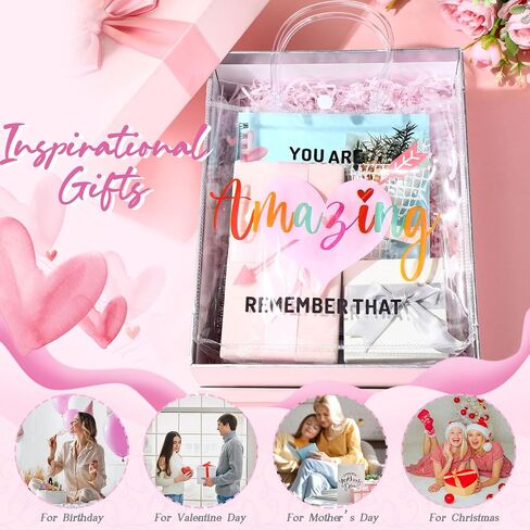 Dansydaisy 20 Pcs Inspirational Gifts Bulk for Women Clear PVC Thank You Gift Bags Reusable Goodie Bags with Handles for Mother's Day Wedding 7.87 x 7.87 Inch(You Are Amazing Remember That) in Saudi Arabia