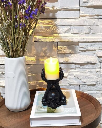 Gothic Candle Holder & Hand Jewelry Holder – Skeleton Hand Organizer for Rings, Bracelets, Necklaces | Heavy-Duty Polyresin Display, Dark Decor Gothic Home Office in Saudi Arabia