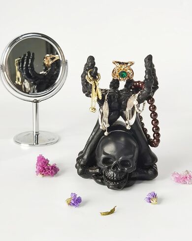 Gothic Candle Holder & Hand Jewelry Holder – Skeleton Hand Organizer for Rings, Bracelets, Necklaces | Heavy-Duty Polyresin Display, Dark Decor Gothic Home Office in Saudi Arabia