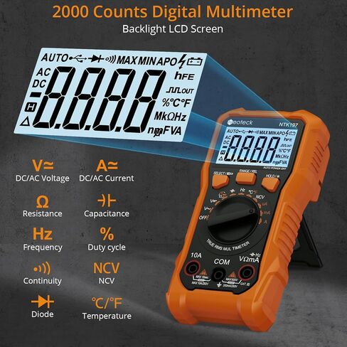 Neoteck 6000 Counts Digital Multimeter with NCV and TRMS Auto Range Multimeter for AC/DC Voltage&Current,Resistance,Capacitance,Frequency,Temperature,Duty Ratio,Continuity Voltmeter for Car Circuit in Kuwait