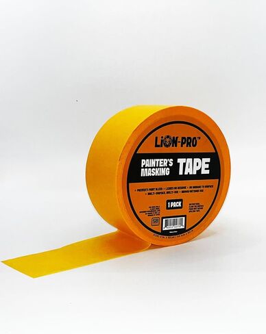 Lion-Pro™ Painter's Masking Tape, 2 Inch Wide (2 in. x 55 Yds), Professional-Grade, High Adhesion, Ideal for Multi-Surface Use, 1 Roll (1, Chrome Yellow, 2 INCH) in Saudi Arabia