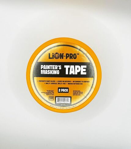 Lion-Pro™ Painter's Masking Tape, 2 Inch Wide (2 in. x 55 Yds), Professional-Grade, High Adhesion, Ideal for Multi-Surface Use, 1 Roll (1, Chrome Yellow, 2 INCH) in Saudi Arabia