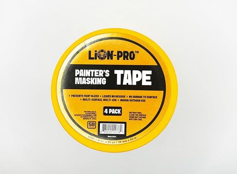 Lion-Pro™ Painter's Masking Tape, 2 Inch Wide (2 in. x 55 Yds), Professional-Grade, High Adhesion, Ideal for Multi-Surface Use, 1 Roll (1, Chrome Yellow, 2 INCH) in Saudi Arabia