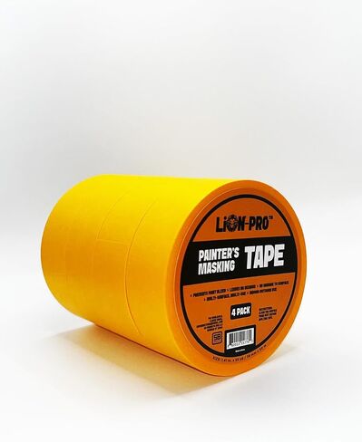 Lion-Pro™ Painter's Masking Tape, 2 Inch Wide (2 in. x 55 Yds), Professional-Grade, High Adhesion, Ideal for Multi-Surface Use, 1 Roll (1, Chrome Yellow, 2 INCH) in Saudi Arabia