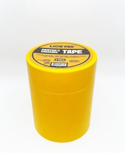 Lion-Pro™ Painter's Masking Tape, 2 Inch Wide (2 in. x 55 Yds), Professional-Grade, High Adhesion, Ideal for Multi-Surface Use, 1 Roll (1, Chrome Yellow, 2 INCH) in Saudi Arabia