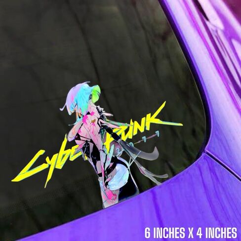 Cyberpunk Vinyl Car Decal Lucy Anime | Reflective Waterproof Removable Cyberpunk Sticker for Car Laptop Bumper Window | Cyberpunk Sticker Reflective for car for Laptop (LULU) in Kuwait