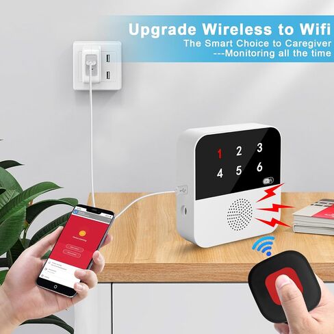 WiFi Caregiver Call Button Emergency SOS Alert Call Button Life Alert for Seniors no Monthly Fee with Fall Detection Waterproof Panic Button for Elderly Seniors Patients at Home in Kuwait