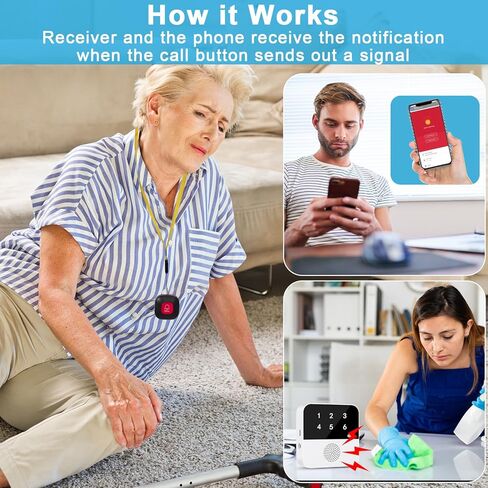 WiFi Caregiver Call Button Emergency SOS Alert Call Button Life Alert for Seniors no Monthly Fee with Fall Detection Waterproof Panic Button for Elderly Seniors Patients at Home in Kuwait