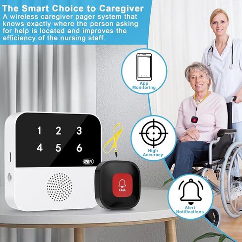 WiFi Caregiver Call Button Emergency SOS Alert Call Button Life Alert for Seniors no Monthly Fee with Fall Detection Waterproof Panic Button for Elderly Seniors Patients at Home in Kuwait
