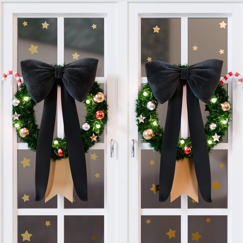 Black Bow Birthday Decorations Coquette Party Backdrop 2 Pcs Big Bow Themed Wall Decor for Room Large Door Bows Ormanents Giant Wedding Bachelorette Baby Shower Bridal Christmas Tree Decoration in Saudi Arabia