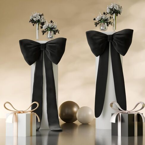 Black Bow Birthday Decorations Coquette Party Backdrop 2 Pcs Big Bow Themed Wall Decor for Room Large Door Bows Ormanents Giant Wedding Bachelorette Baby Shower Bridal Christmas Tree Decoration in Saudi Arabia