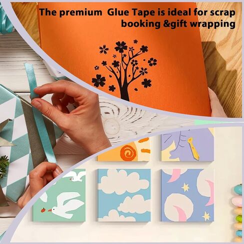 Double Sided Tape Roller, 0.3Inch x 33Ft Adhesive Tape Scrapbooking Supplies, Permanent Adhesive Tape Dispenser Runner Glue Roller, Transparent Tape for Gift DIY Crafts Art Project - 6 Packs, White in Saudi Arabia