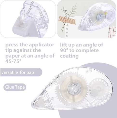 Double Sided Tape Roller, 0.3Inch x 33Ft Adhesive Tape Scrapbooking Supplies, Permanent Adhesive Tape Dispenser Runner Glue Roller, Transparent Tape for Gift DIY Crafts Art Project - 6 Packs, White in Saudi Arabia