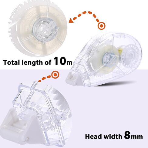 Double Sided Tape Roller, 0.3Inch x 33Ft Adhesive Tape Scrapbooking Supplies, Permanent Adhesive Tape Dispenser Runner Glue Roller, Transparent Tape for Gift DIY Crafts Art Project - 6 Packs, White in Saudi Arabia