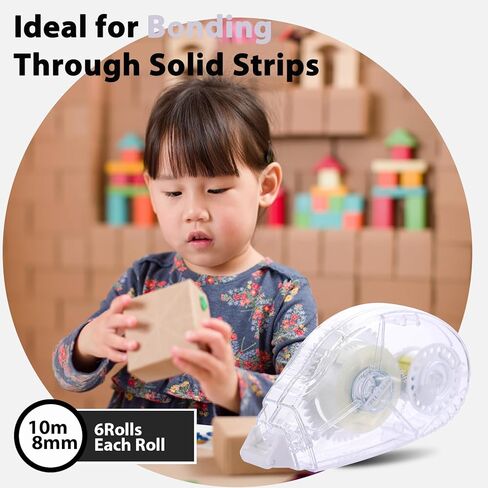 Double Sided Tape Roller, 0.3Inch x 33Ft Adhesive Tape Scrapbooking Supplies, Permanent Adhesive Tape Dispenser Runner Glue Roller, Transparent Tape for Gift DIY Crafts Art Project - 6 Packs, White in Saudi Arabia