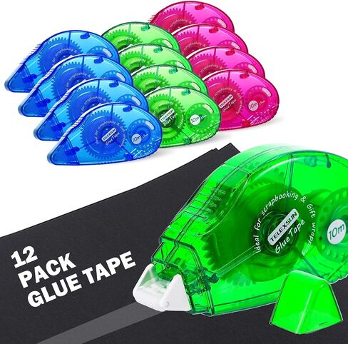 Double Sided Tape Roller, 0.3Inch x 33Ft Adhesive Tape Scrapbooking Supplies, Permanent Adhesive Tape Dispenser Runner Glue Roller, Transparent Tape for Gift DIY Crafts Art Project - 6 Packs, White in Saudi Arabia