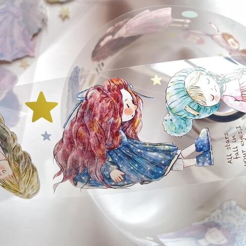 Kawaii Washi Tape Girl Stickers,SeaHorse Vol3-A18 XiaoNan,Original Design Vintage Clear PET Tape,Cute Kids Character Stickers,for Journaling,Scrapbook Supplies,Junk Journal,Bullet Journal Supplies in Saudi Arabia