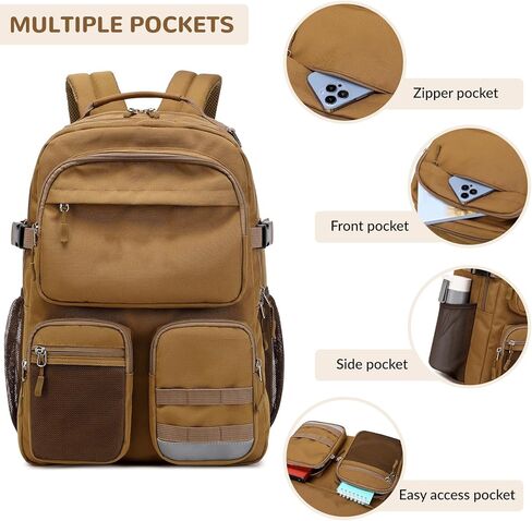 Lohol Water Resistant Backpack with Multifunctional Pockets for Teens, Durable Bookbag fits 15.6 inch Laptop for School Travel College, 25L (Black) in Kuwait