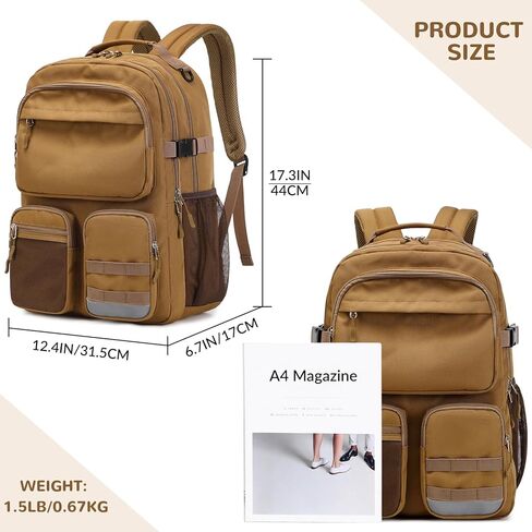 Lohol Water Resistant Backpack with Multifunctional Pockets for Teens, Durable Bookbag fits 15.6 inch Laptop for School Travel College, 25L (Black) in Kuwait