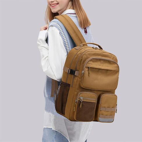 Lohol Water Resistant Backpack with Multifunctional Pockets for Teens, Durable Bookbag fits 15.6 inch Laptop for School Travel College, 25L (Black) in Kuwait