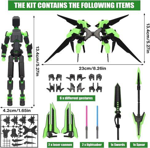 مجموعة أرقام الحركة T13 (الانتهاء من التجميع) ، تسليط الضوء على روبوت Titan 13 ، الشكل المطبوع ثلاثي الأبعاد (إصدار Mech Mech) ، و Dummy 13 ، مثالية لزخارف سطح المكتب جامعي (أخضر) in Kuwait