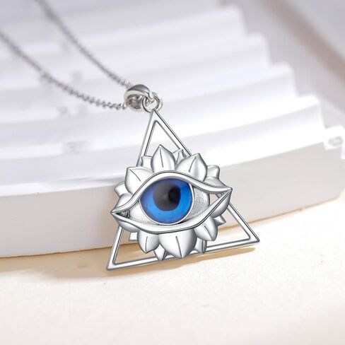 Evil Eye Pendant Necklace for Women S925 Sterling Silver Blue Evil Eye Necklace with Cubic Zirconia Protection Jewelry Gift for Her in Saudi Arabia