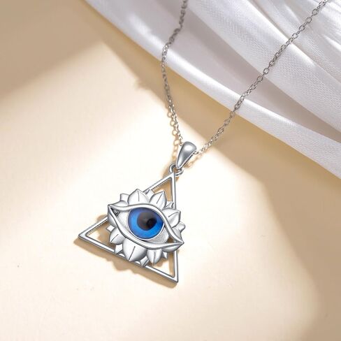 Evil Eye Pendant Necklace for Women S925 Sterling Silver Blue Evil Eye Necklace with Cubic Zirconia Protection Jewelry Gift for Her in Saudi Arabia